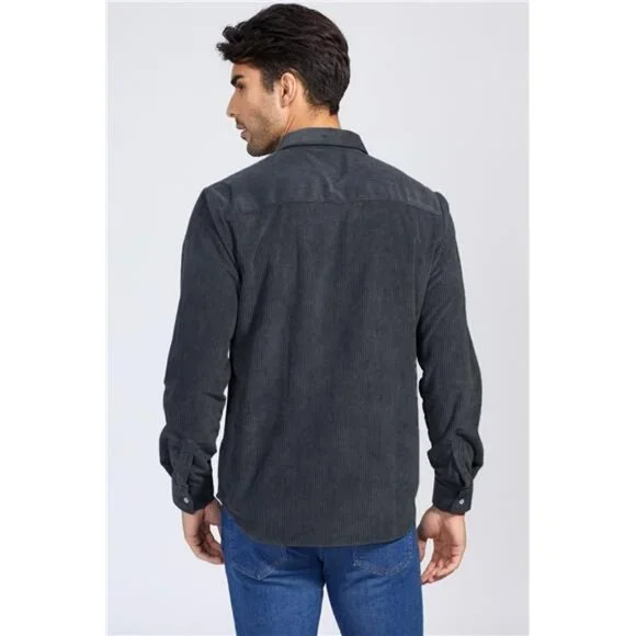 Men's Button Down Shirts with Flap Pockets Black1